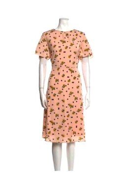Tiana B. Womens Floral Print Dress Size 14 Peach With Black & Yellow Flowers